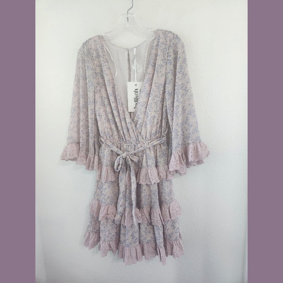 Indikah by Angel Biba NWT Tiered Ruffle Boho Mini Dress Medium - Picture 1 of 10
